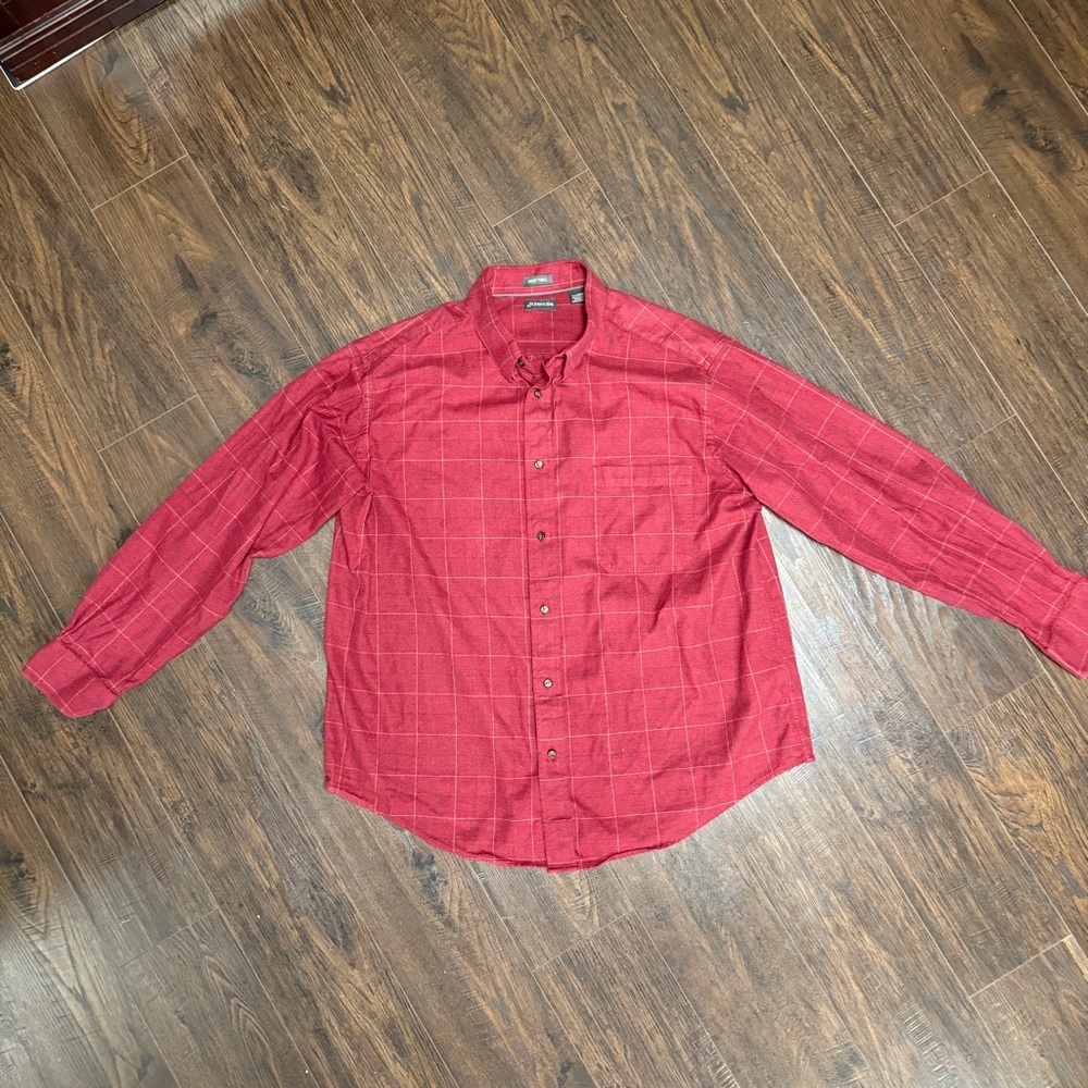 ST JOHNS BAY FLANNEL LONG ALEEVE BUTTON DOWN JASPE TWILL